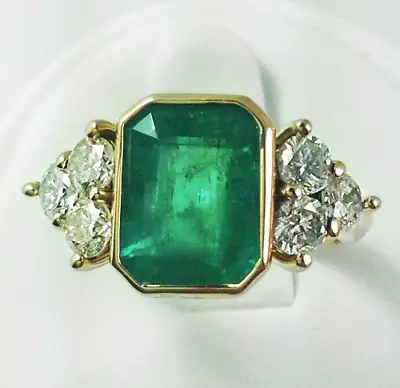 3CT Emerald Cut Green Emerald Antique Vintage Engagement Ring 14K Yellow Gold FN • $130.30