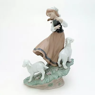 Lladro Porcelain #6964 'Country Life' Girl With Lambs Figurine • $175