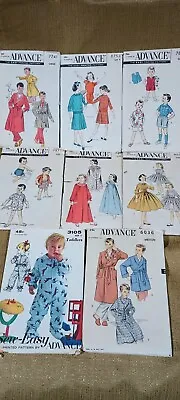$9 • Buy Advance Vintage Sewing Pattern Lot 8 Children Kid's Clothing Patterns