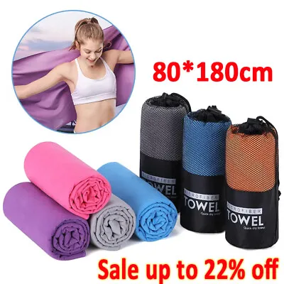 Microfibre Towel Compact Fast Drying Travel Sports Gym Beach Swimming Camping • £10.59