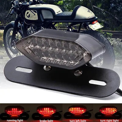 Motorcycle LED Turn Signal Brake Tail Light License Plate Bracket For Cafe Racer • $11.95