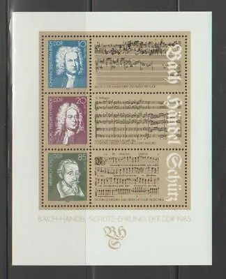 Ddr East Germany 1985 Trubutes Bach Handel Schutz Ss Mnh - Ddr6 • $1.25