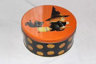 Halloween Enesco Candy Tin Pail Lucy Riggs Witch Vintage 1980s Pumpkins JOL • $12.99