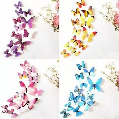 $4.94 • Buy 12 X 3D Butterfly Wall Stickers Home Decor Room Decoration Sticker Bedroom Girls