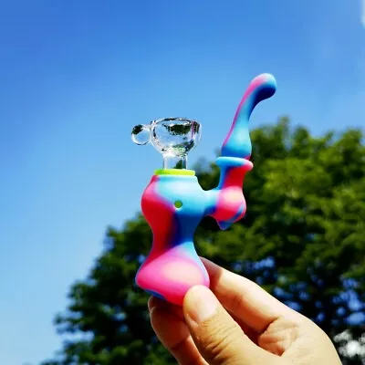 4.3  Mini Gourd Bong Silicone Smoking Pipes Hookah Colorful Water Pipe Shisha US • $9.49