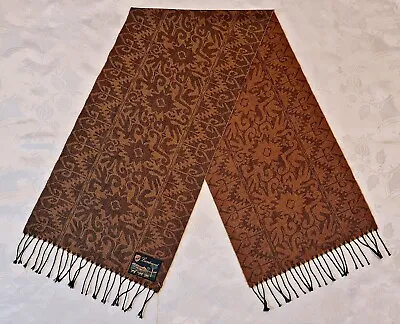 Scarf Italy Vintage Authentic Lambswool Paisley Mustard Wool Long Men's Fringe • $28