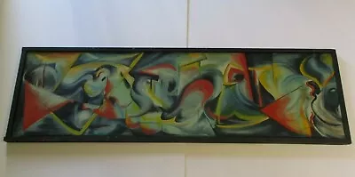 Cubist Painting  Modernist Abstract Vintage Signed Surreal Large Huge Wide 59  • $2200