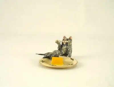 Vienna Bronze CAT With MOUSE And Cheese On Plate Bermann Austria Cold Painted • $139.99