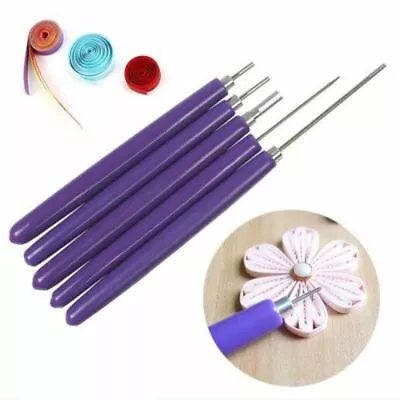 5Pcs Paper Quilling Tools Kit Needle Pen Slotted Rolling Curling Tweezer DIY Art • £6.29