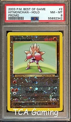 $34.99 • Buy PSA 8 NM-MINT Hitmonchan # 2 Best Of Game REVERSE HOLO Pokemon Card