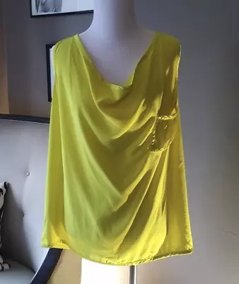 Madison Marcus Bright Neon Lemon Yellow Top Cami Shell Sleeveless Tank S Pocket • $30