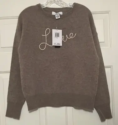 NWT Magaschoni Cashmere Taupe W  Love  Sweater - M - $248 • $60