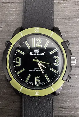 Mark Naimer WR Black & Green Silver Retro Silicone Sport 9084 Watch • $14.99