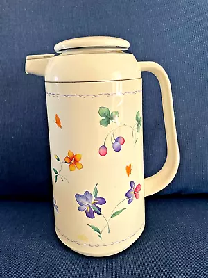 Vintage Mikasa Sorrento Plastic Carafe/Thermos With Lid - Multicolor Floral • $29.99