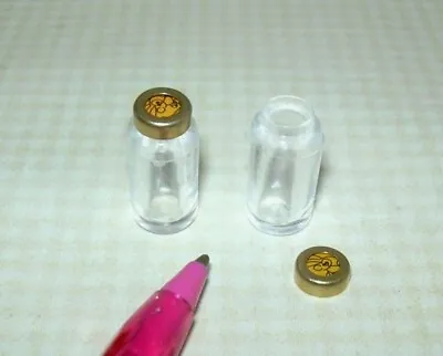 Miniature Plastic Canning Jars (2) W/Removable Lids 13/16  Tall: DOLLHOUSE 1:12 • $2.98
