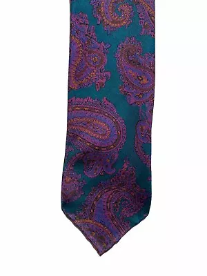 Drakes Of London Green Purple Ancient Madder 100% Silk Handmade Tie • $25