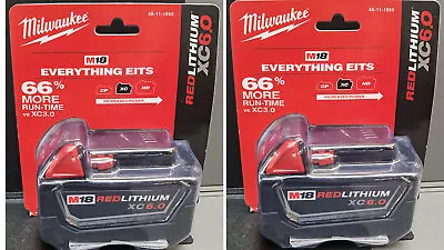 2PCS-- NEW 18V Milwaukee 48-11-1860 6.0 AH Batteries M18 XC18 48-11-1860 • $101