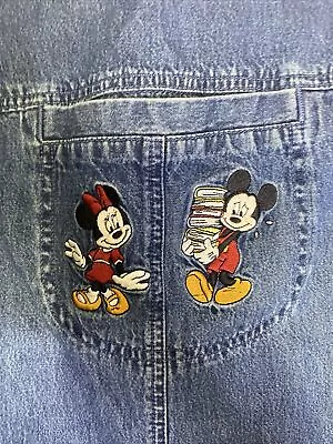 Disney Store Mickey Minnie Mouse Denim Jean Dress Jumper Medium Modest Teacher • $24.99