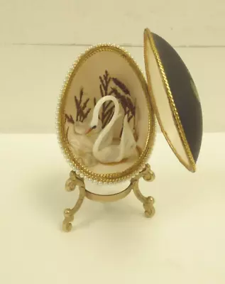 Faberge Egg Style Diorama Swan Box Stand 11 Cm High Pearl Bead • £9.99