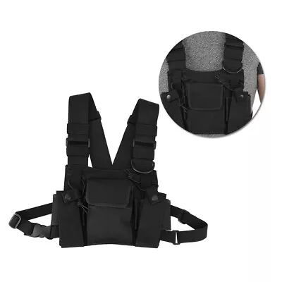 02 015 Black Walkie-Talkie Chest Pack Antenna Protection Military Quality • $21.14