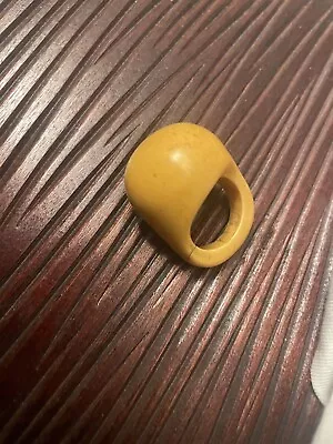 Vintage BAKELITE BIG DOMED RING Beautiful Marbled Yellow/Butterscotch • $45