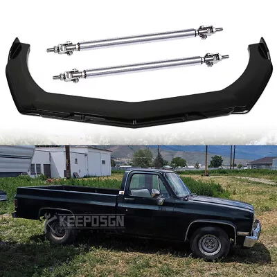 Front Bumper Lip Splitter Chin Spoiler & Strut Rods For Chevrolet Chevy C10 C20 • $94.61