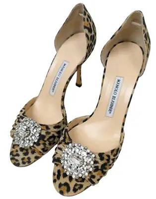 Authentic Manolo Blahnik Crystal Bijou Suede Pumps Size7 • $320