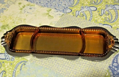 $95 • Buy Vintage Khrome Kraft Farber Bros. NY Amber Glass Serving Tray 17 