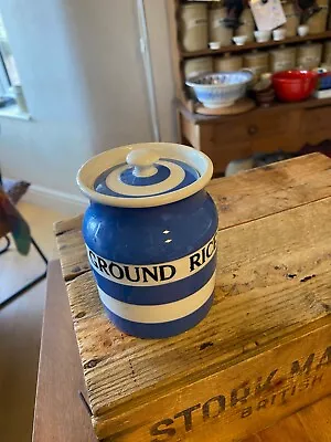 Vintage TG Green Cornishware Kitchen Storage Jar – Ground Rice – Great! – • £59.99