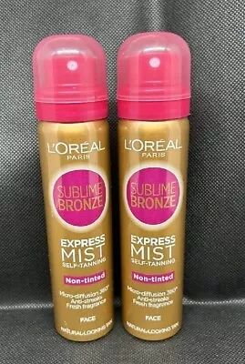 L'Oreal Sublime Bronze Express Mist Self Tanning Non-Tinted For Face 75ml X2 New • £39.99