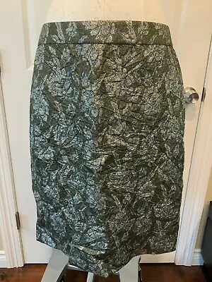 J. Crew Collection Metallic Gold & Silver Floral Print Pencil Skirt Size 6 (US) • $28.12