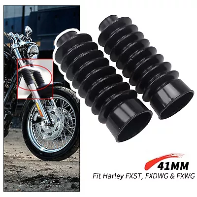 Motorcycle Front 41mm Fork Boots Gators Gaiters Cover For Harley FXST FXWG FXDWG • $18.98