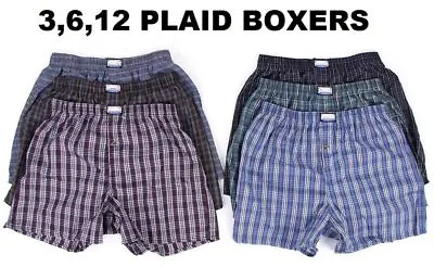 New 3-12 Mens Boxer Check Plaid Shorts Trunk Underwear Cotton Briefs Size S-4XL • $10.49