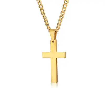 Crucifix Necklace Cross Chain Women Men Silver Gold Pendant Religious Christian • £1.99