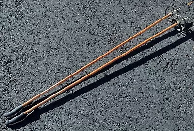 Vintage Bamboo 57 Inch Ski Poles With Handles & Straps • $29.99