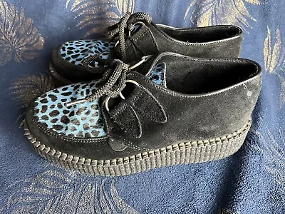 UNDERGROUND SHOES Wulfrun Black Suede Blue Pony Skin Creepers Size UK 5 • £36.99