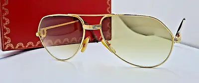$355 • Buy Cartier Vendome Louis Sunglasses Gp Vtg Aviator Men With Box Size 59-16-140 Mm