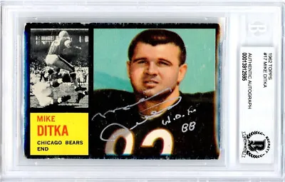 Mike Ditka 1962 Topps Rookie #17 Autograph BAS Beckett HOF Inscription Bears • $394.99