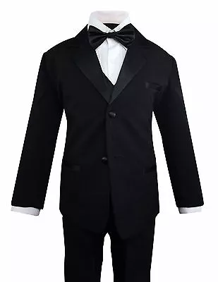 $36.07 • Buy Formal Toddler Boys Tuxedo 5 Pieces Set With Satin Vest And Bow Tie Size 2T-14