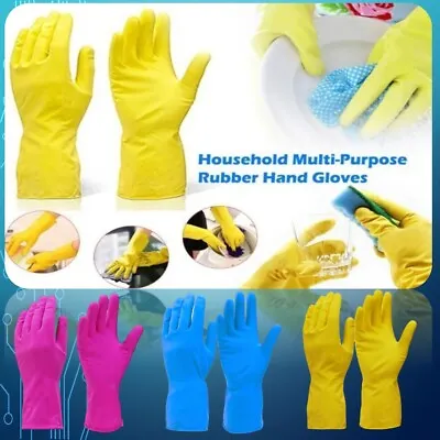 Rubber Gloves M /L/XL | Long Sleeve Household Washing Up Kitchen Cleaning • £3.49