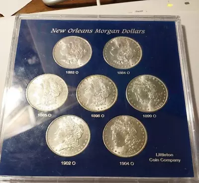 New  Orleans Morgan Dollars Littleton Coin Co Case 7 Coins  Mint  State • $350