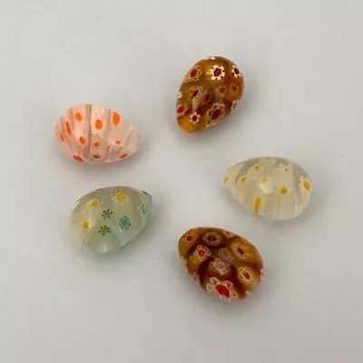 £2.49 • Buy 5 Pcs Millefiori Glass Lampwork Teardrop Beads 18MM Mixed Colours UK