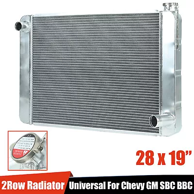 28 X19  Universal High Performance Aluminum 2 Row Radiator For Chevy GM SBC BBC • $145.88