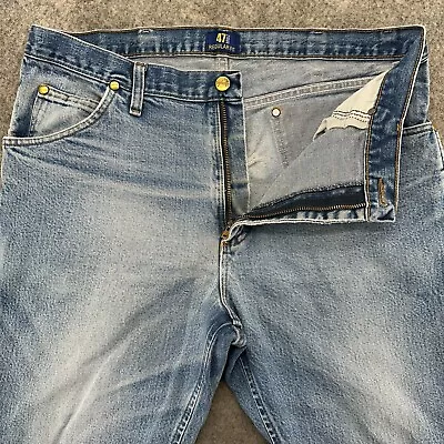 VINTAGE Wrangler 47MWZ Jeans Mens 34x24 Blue Cropped Leg Regular Fit Cowboy 90s • $9.95