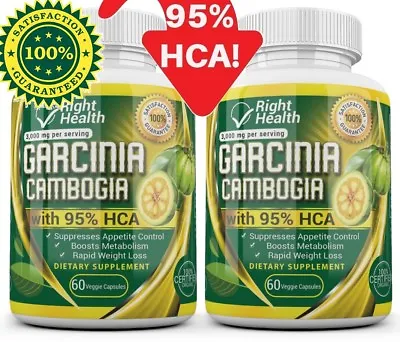 $9.99 • Buy 2 Pack GARCINIA CAMBOGIA 95% HCA 3000mg Daily Weight Loss Diet Pills Fat Burner