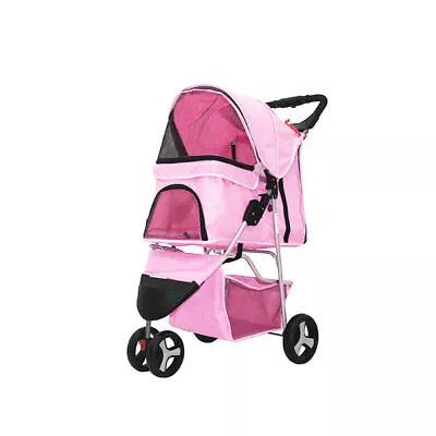 3 Wheels Foldable Pet Stroller Cat Dog Travel Carrier Breathable With Basket • $55.99