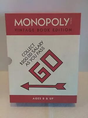 Monopoly Vintage Book Edition Collectible Red Linen Book Board Game COMPLETE EUC • $15