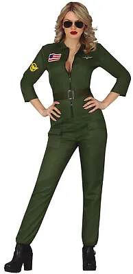 Womens Sexy Pilot Movie Aviator Costume Ladies 80s Army RAF Book Day Fancy Dress • £23.99