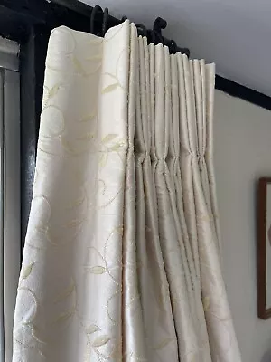 2 Pairs Cream Curtains 48 Inch/120cm Drop. Interlined Triple Pleat • £100