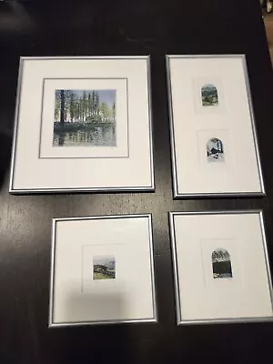 Vintage Miniature Etchings Collection Signed Numbered Framed Cabins Mt Scenes  • $25